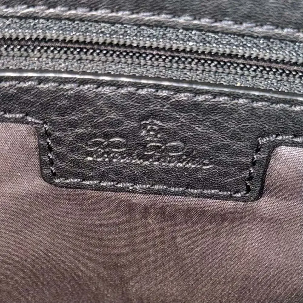 Brooks Brothers Women's Black Leather Satchel Top Handle Zip Around Bag